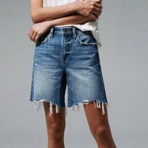 NWT Pistola Kelly 90's Skater Distressed Mid Thigh Denim Jean Shorts Size 25
